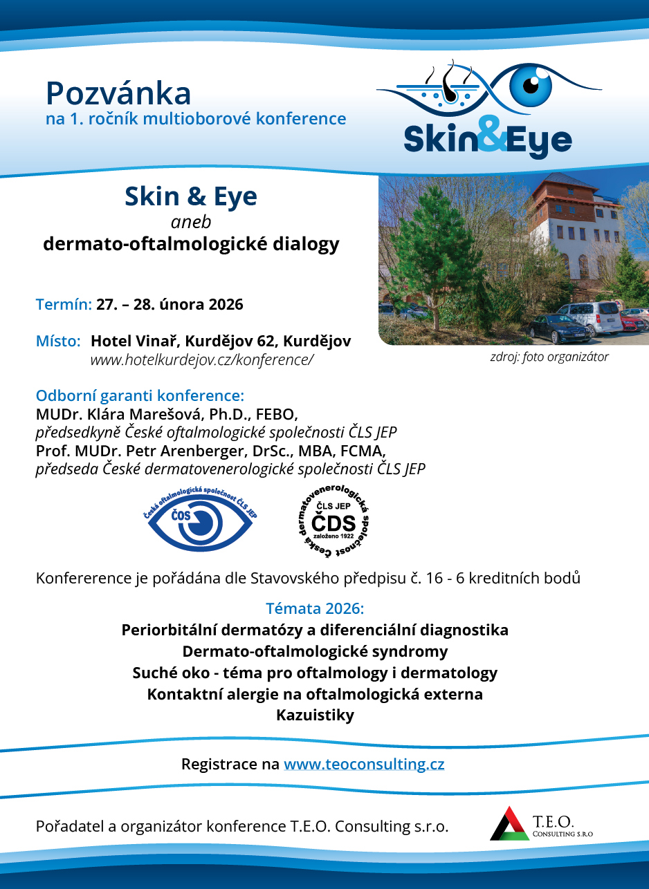 Pozvánka na 1. ročník multiooborové konference Skin & Eye 2026