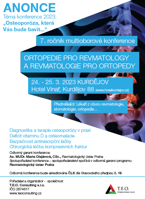 7. ročník multioborové konference ortopedie pro revmatology a revmatologie pro ortopedy 2023